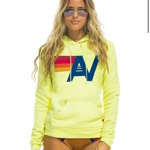 AVIATOR NATION logo pullover unisex hoodie (neon yellow)